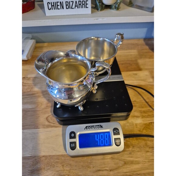 VTG Poole Silver Company 2500 Old English Style Footed Creamer & Open Sugar Bowl - Picture 15 of 15